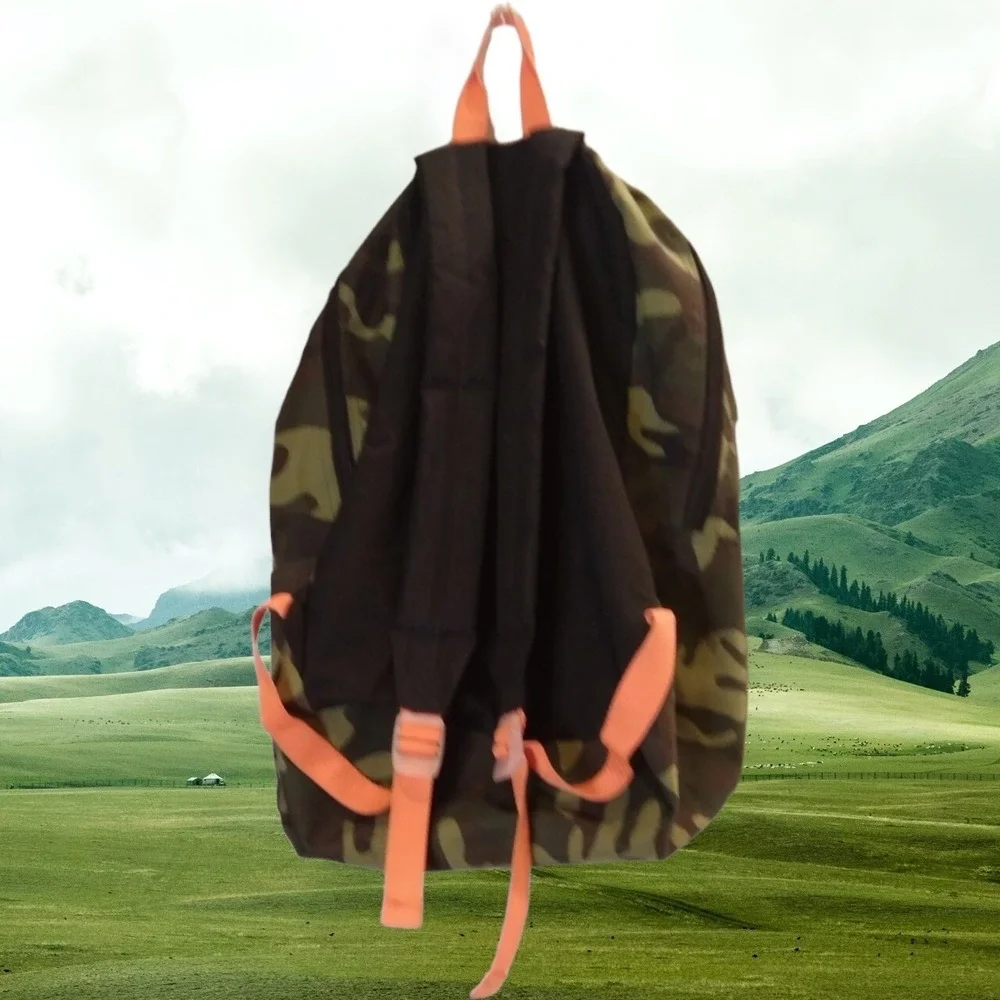 Camouflage Orange Trim Backpack/ Laptop Bag Unisex Medium Bag RN#‎ 93551